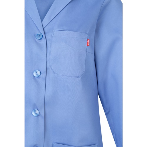 azul pastel VL RAMA. Bata de manga larga en sarga (175g/m²), en sarga de algodón (35%) y poliéster (65%)