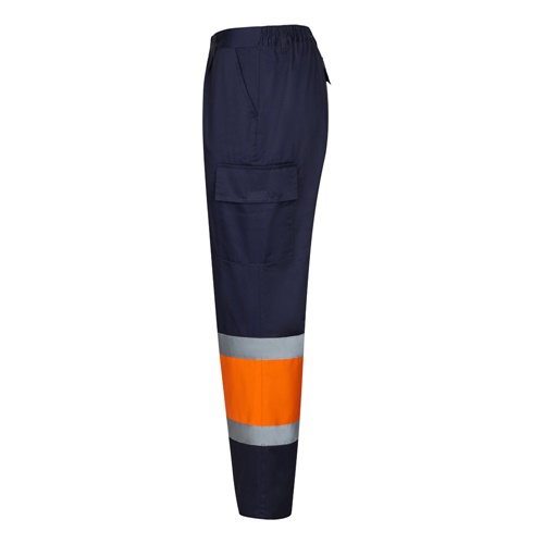 azul marino VL ARTEMIS. Two-colour twill trousers (190g/m²), made of cotton (20%) and polyester (80%)