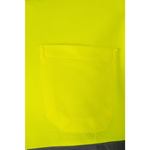 green VL PLUTO. Polo de piqué bicolor (150g/m²) con manga larga, en algodón (55%) y poliéster (45%)