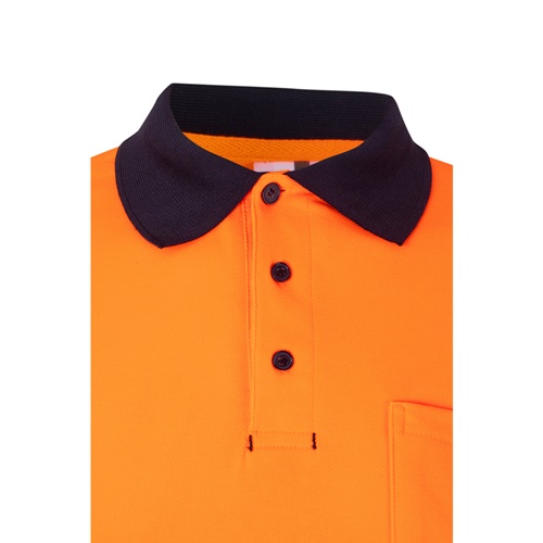 azul marino VL PLUTO. Polo de piqué bicolor (150g/m²) con manga larga, en algodón (55%) y poliéster (45%)