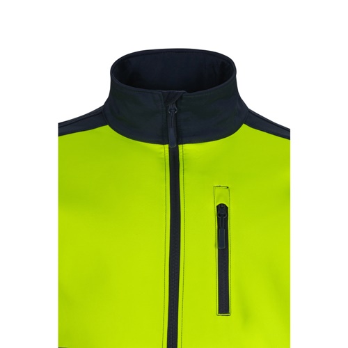 azul marino VL HESTIA. Chaqueta soft shell bicolor (280 g/m²), con forro polar y membrana de TPU, en poliéster (96%) y elastano (4%)