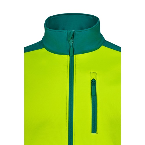green VL HESTIA. Chaqueta soft shell bicolor (280 g/m²), con forro polar y membrana de TPU, en poliéster (96%) y elastano (4%)