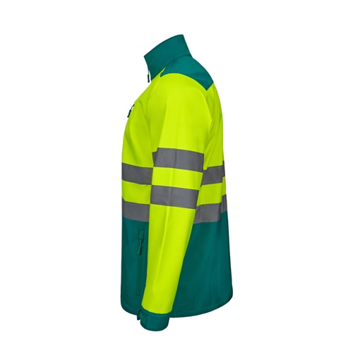 green VL HESTIA LARGE. Chaqueta soft shell bicolor (280g/m²), con forro polar y membrana de TPU, en poliéster (96%) y elastano (4%)