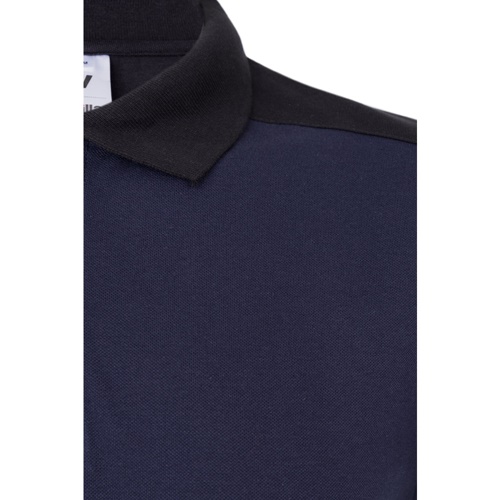 blue VL VELES. Polo de piqué elástico bicolor (200g/m²) con manga corta, en poliéster (96%) y elastano (4%)