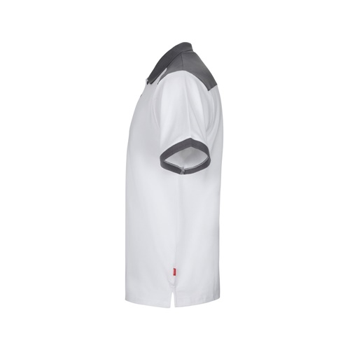 white VL VELES. Polo de piqué elástico bicolor (200g/m²) con manga corta, en poliéster (96%) y elastano (4%)
