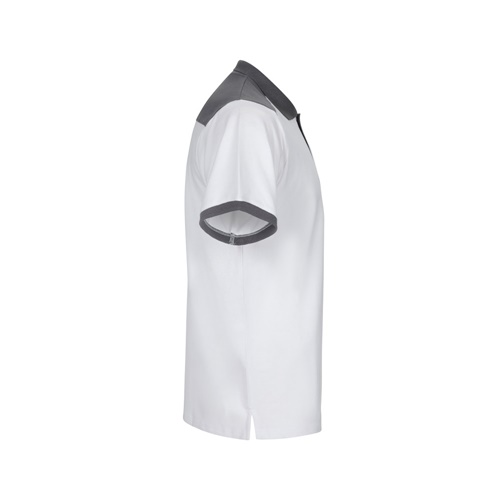 white VL VELES. Polo de piqué elástico bicolor (200g/m²) con manga corta, en poliéster (96%) y elastano (4%)