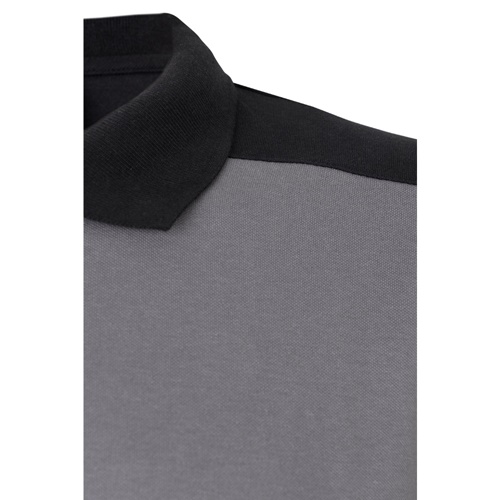 gray VL VELES. Polo de piqué elástico bicolor (200g/m²) con manga corta, en poliéster (96%) y elastano (4%)
