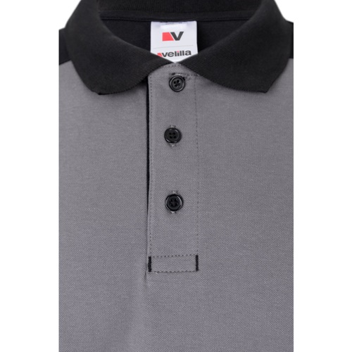 gray VL VELES. Polo de piqué elástico bicolor (200g/m²) con manga corta, en poliéster (96%) y elastano (4%)