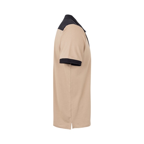 beige VL VELES. Polo de piqué elástico bicolor (200g/m²) con manga corta, en poliéster (96%) y elastano (4%)