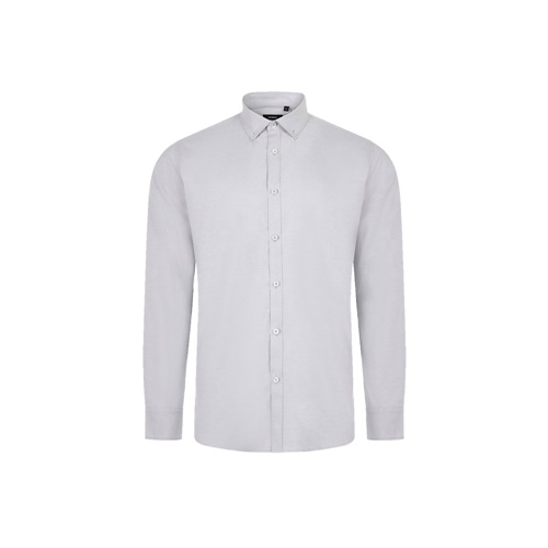 gris claro VL PRITHVI MAN. Camisa Oxford para hombre (180 g/m²) de algodón (50 %), poliéster (45 %) y elastano (5 %)