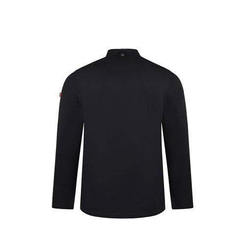negro VL AGNI. Chaqueta de cocina unisex (190 g/m²) fabricada con algodón (35 %) y poliéster reciclado (65 %)