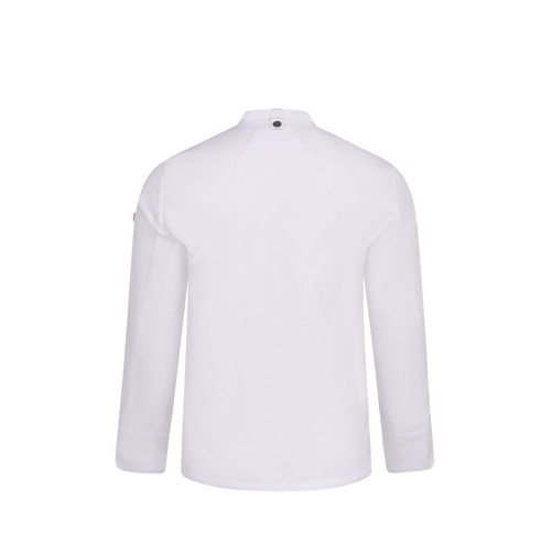 blanco VL AGNI. Chaqueta de cocina unisex (190 g/m²) fabricada con algodón (35 %) y poliéster reciclado (65 %)