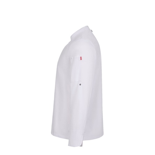 blanco VL AGNI. Chaqueta de cocina unisex (190 g/m²) fabricada con algodón (35 %) y poliéster reciclado (65 %)