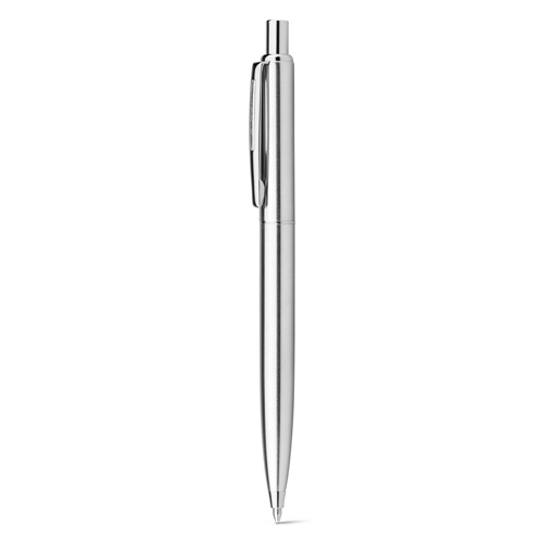 cromado SILVERIO. Bolígrafo de acero inoxidable con cuerpo brillante y clip