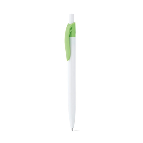 verde claro MARS. Bolígrafo blanco fabricado en ABS con detalle de color en el clip