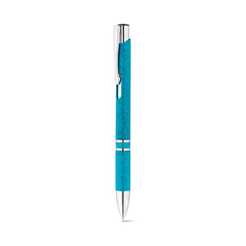 azul claro BETA WHEAT. Bolígrafo de fibra de paja y ABS con clip