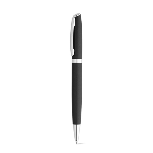 black RE-LANDO-SET. Set de roller y bolígrafo con cuerpo de aluminio reciclado (100% rAL)