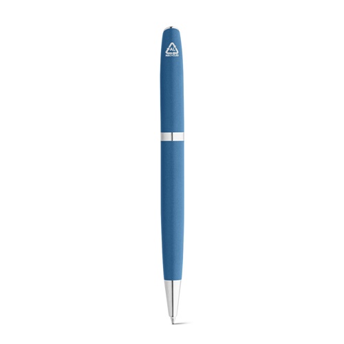 blue RE-LANDO-SET. Set de roller y bolígrafo con cuerpo de aluminio reciclado (100% rAL)
