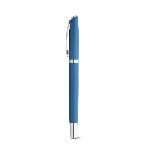 blue RE-LANDO-SET. Set de roller y bolígrafo con cuerpo de aluminio reciclado (100% rAL)