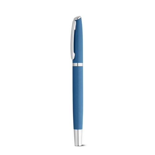 blue RE-LANDO-SET. Set de roller y bolígrafo con cuerpo de aluminio reciclado (100% rAL)