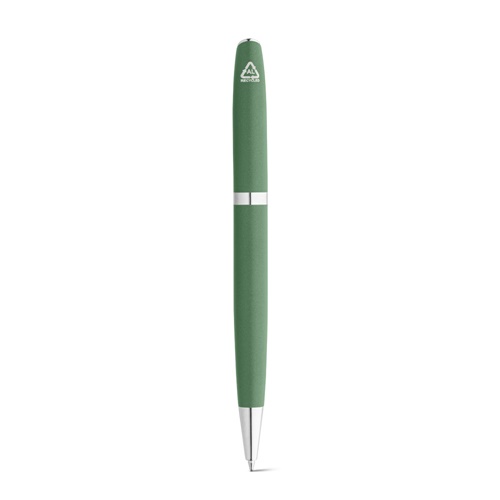green RE-LANDO-SET. Set de roller y bolígrafo con cuerpo de aluminio reciclado (100% rAL)
