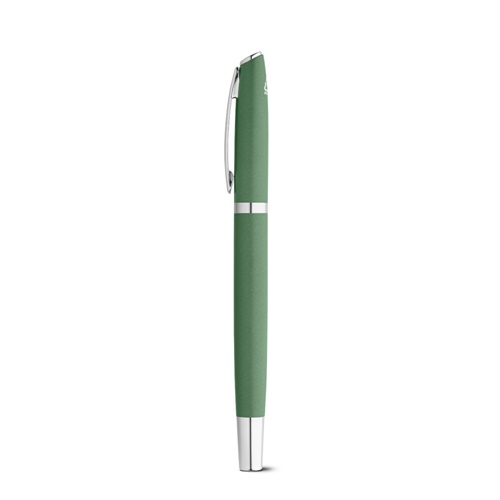 green RE-LANDO-SET. Set de roller y bolígrafo con cuerpo de aluminio reciclado (100% rAL)