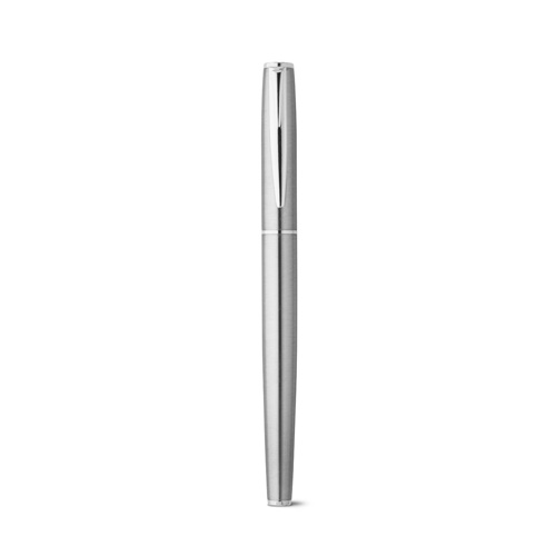 cromado satinado ELLA. Set de bolígrafo y roller con cuerpo de acero inoxidable (53% rSS) con clip