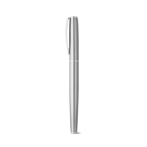 cromado satinado ELLA. Set de bolígrafo y roller con cuerpo de acero inoxidable (53% rSS) con clip