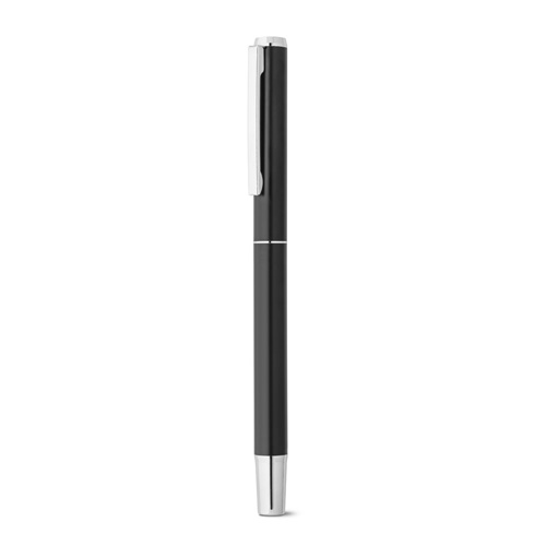 black LEAH. Set de roller y bolígrafo en aluminio (94% rAL) con clip