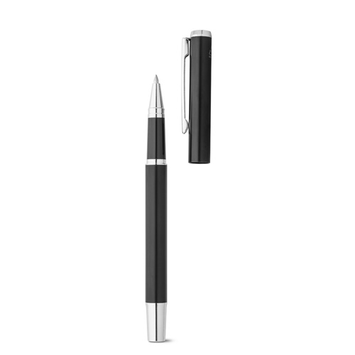 black LEAH. Set de roller y bolígrafo en aluminio (94% rAL) con clip