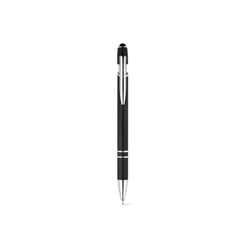 black NEIL. Bolígrafo con cuerpo de aluminio reciclado (100% rAL) y puntero táctil