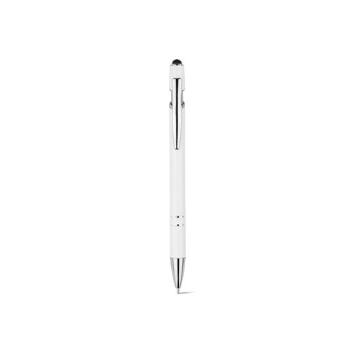 white NEIL. Bolígrafo con cuerpo de aluminio reciclado (100% rAL) y puntero táctil