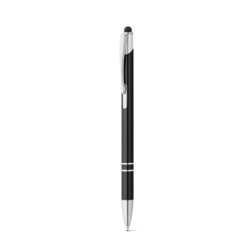 black GALBA. Bolígrafo de aluminio con punta táctil y clip