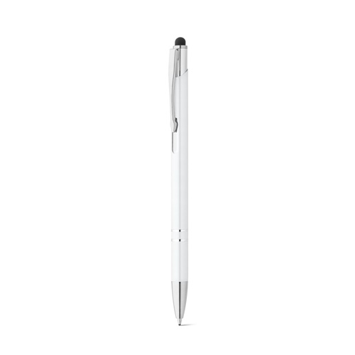 white GALBA. Bolígrafo de aluminio con punta táctil y clip