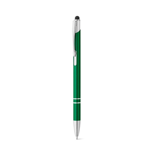 green GALBA. Bolígrafo de aluminio con punta táctil y clip