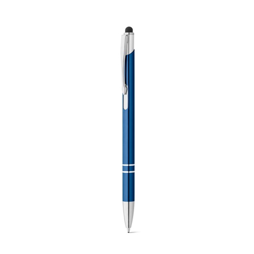 azul royal GALBA. Bolígrafo de aluminio con punta táctil y clip