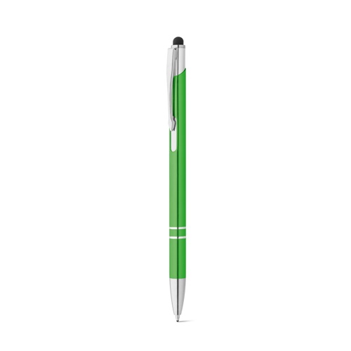 verde claro GALBA. Bolígrafo de aluminio con punta táctil y clip