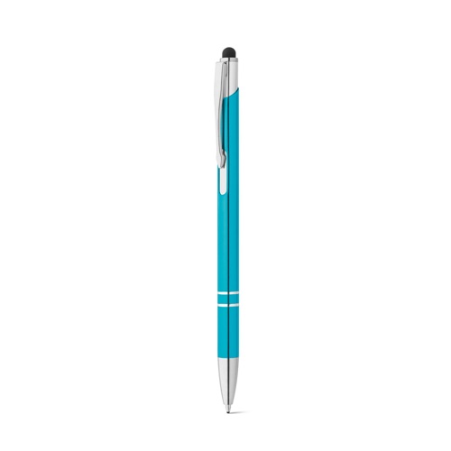 azul claro GALBA. Bolígrafo de aluminio con punta táctil y clip