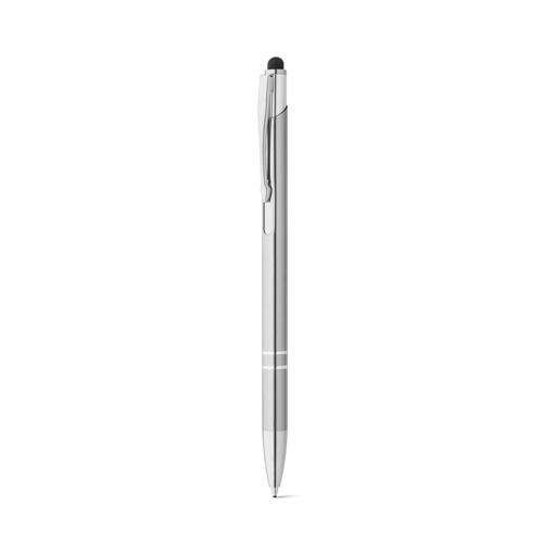 cromado satinado GALBA. Bolígrafo de aluminio con punta táctil y clip