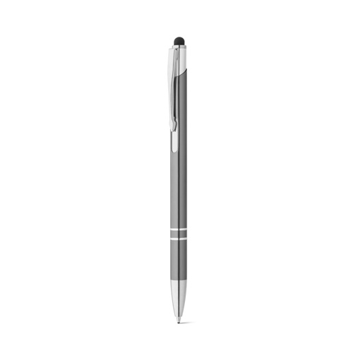 gun metal GALBA. Bolígrafo de aluminio con punta táctil y clip