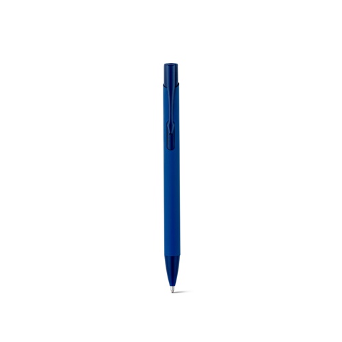 blue CLINT. Bolígrafo de aluminio reciclado (100% rAL) con acabado de goma
