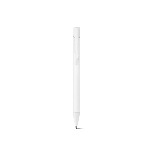 white CLINT. Bolígrafo de aluminio reciclado (100% rAL) con acabado de goma