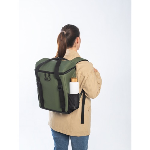 verde oscuro ROMA L. Mochila térmica acolchada en poliéster reciclado 600D ripstop 16 L