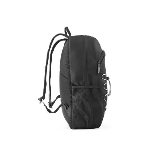 black DELFOS BACKPACK. Mochila para portátil de 300D poliéster reciclado y 600D poliéster reciclado con elementos reflectantes