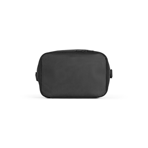 black CANCUN. Bolsa térmica de poliéster reciclado 600D con correa de cincha ajustable