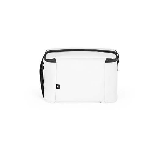 white CANCUN. Bolsa térmica de poliéster reciclado 600D con correa de cincha ajustable