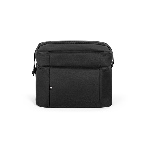 black CANCUN LARGE. Bolsa térmica de poliéster reciclado 600D, con correa de cincha ajustable