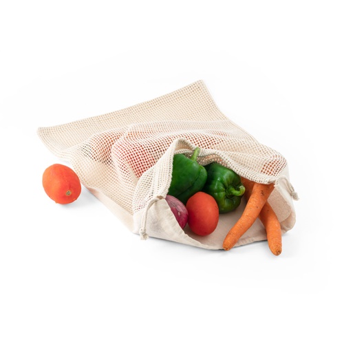 natural claro NAPOLI. Bolsa de algodón 100% (120 g/m²) con malla de algodón 100% en la parte delantera (100 g/m²)