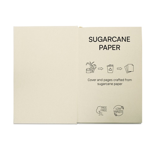 natural DICKINSON. Libreta A5 de tapa dura fabricada en papel de caña de azúcar (80% caña de azúcar), con hojas rayadas