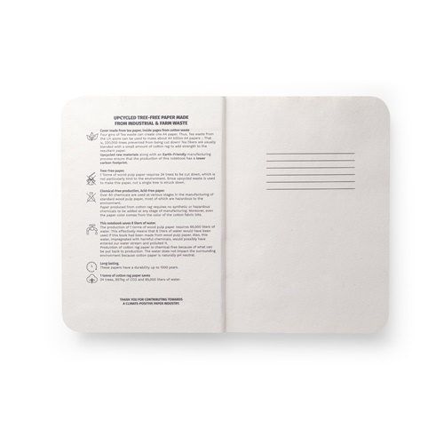 natural TEAPAD SEMI-RIGID. Bloc de notas A5 con tapa semirrígida elaborado a partir de residuos de hojas de té (65%)